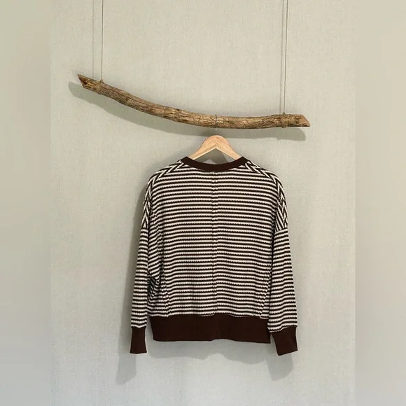 Bohme - Brown and Cream Striped Crewneck Sweater - Picture 3 of 5